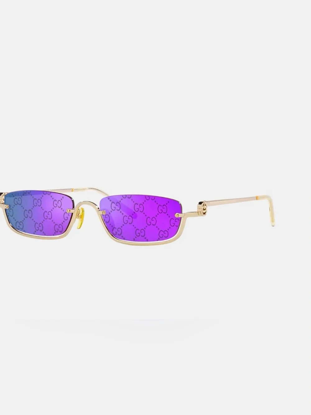 Gucci Gold Frame Sunglasses with Purple GG Logo Lenses